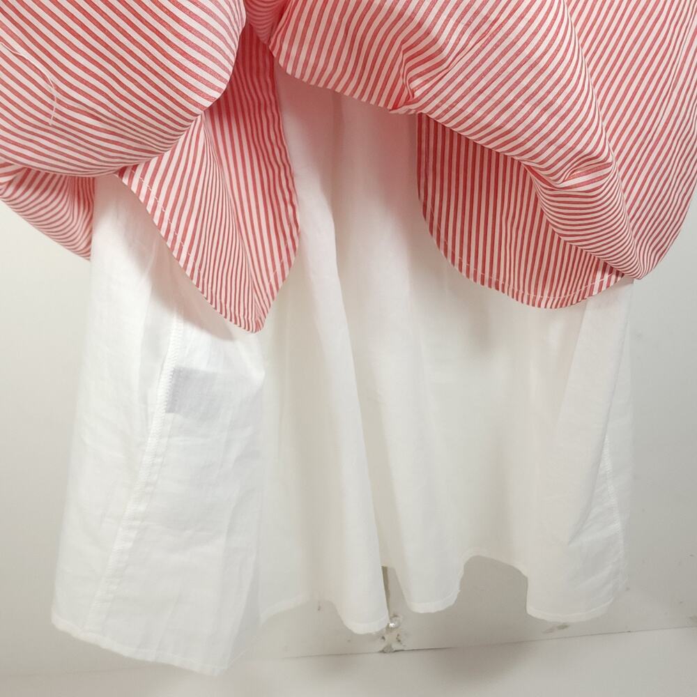 Comptoir Des Cotonniers Women's SzM Red Striped Short Sleeve V Neck Dress Nwt - Picture 10 of 11